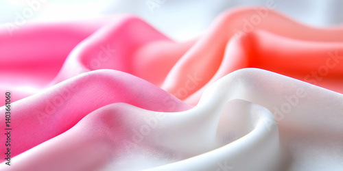 Obraz na płótnie Abstract Background of Smooth Pink and White Satin Fabric with Gentle Waves and Soft Texture w salonie