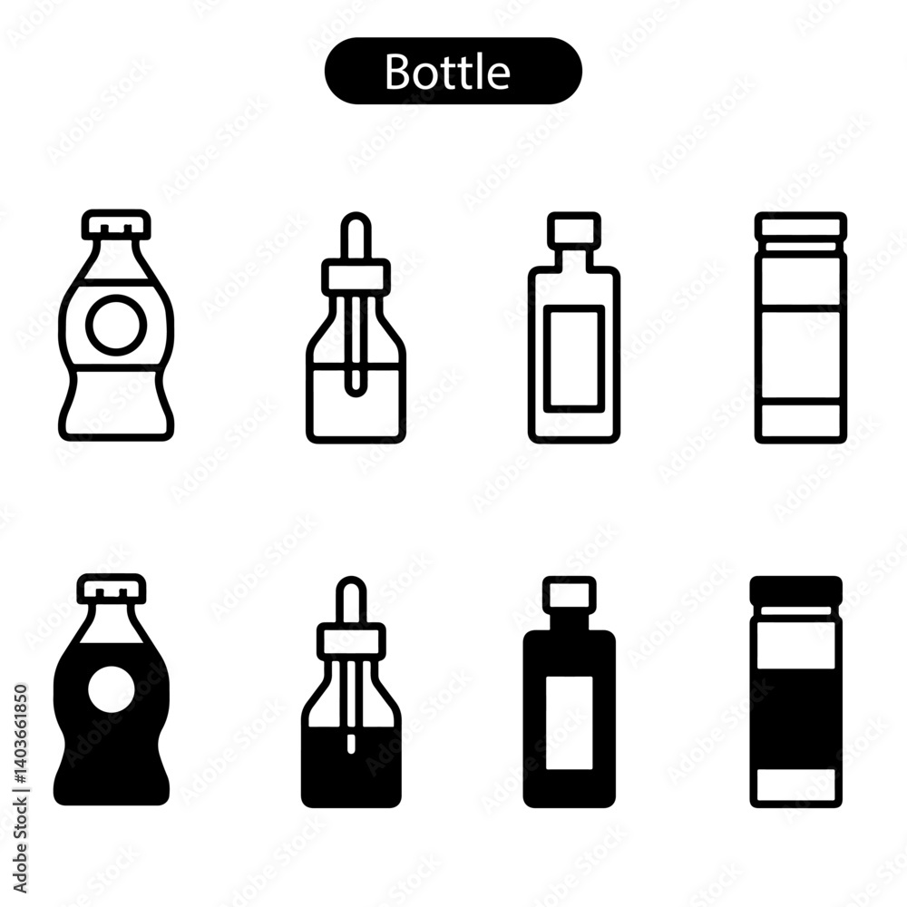 bottle vector art icon set illustration on white background use for web, app, logo, banner design. bottle vector art icon set illustration on white background use for web, app, logo, banner design.