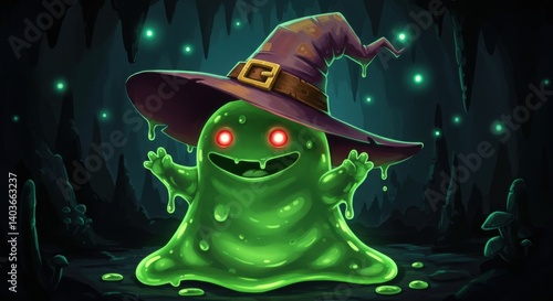 Witch Hat Slime Blob with Glowing Eyes
