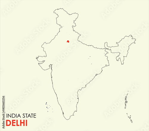 Map of Delhi, Map of Delhi with Indian Map, Delhi state of  India Vector Illustration.
