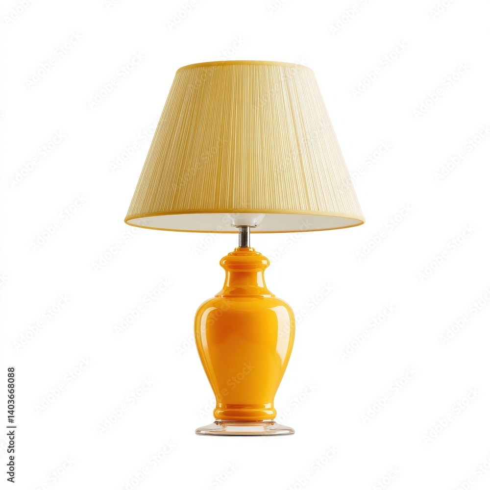 A stylish orange table lamp with a lampshade
