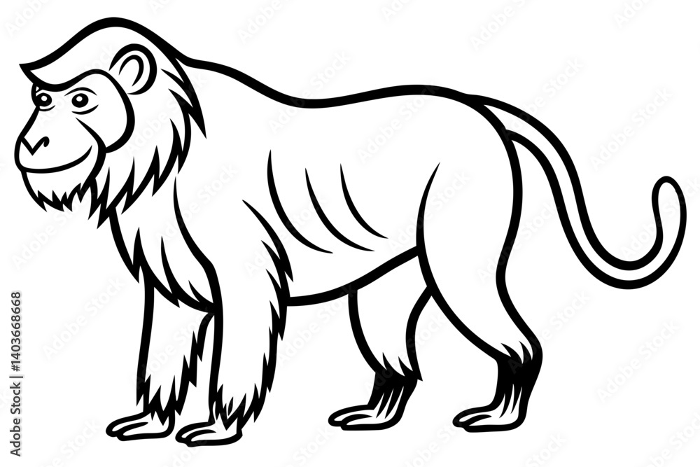 Fototapeta premium Mandrill Monoline Vector