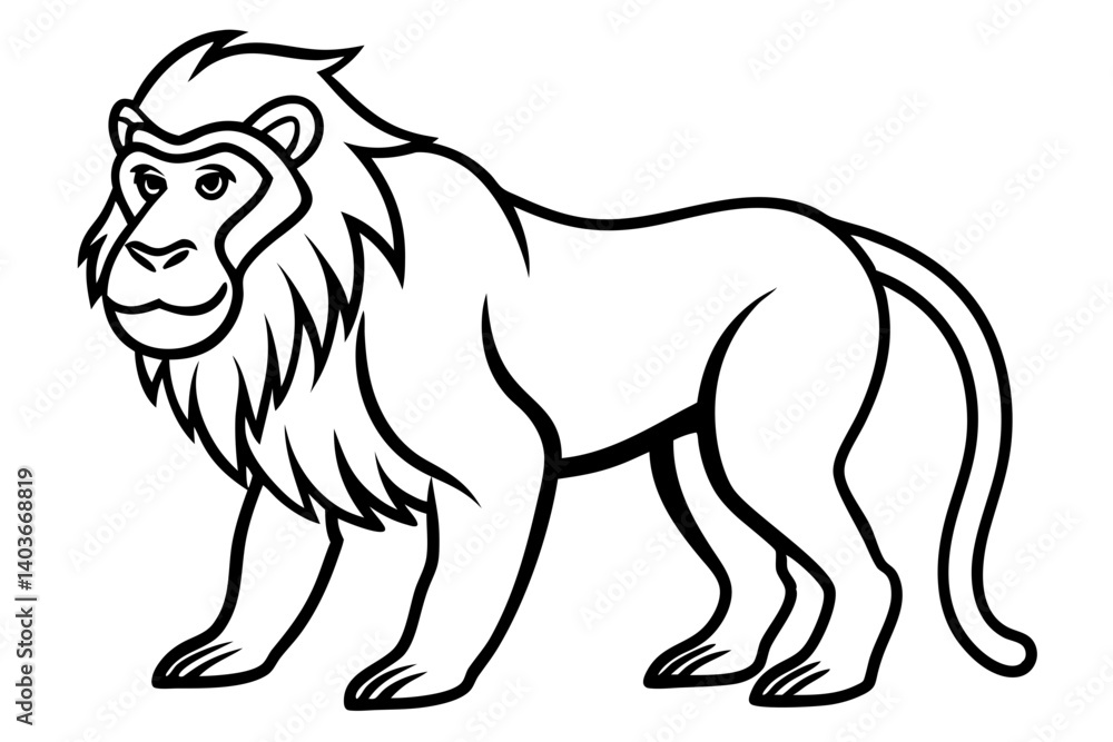 Fototapeta premium Mandrill Monoline Vector