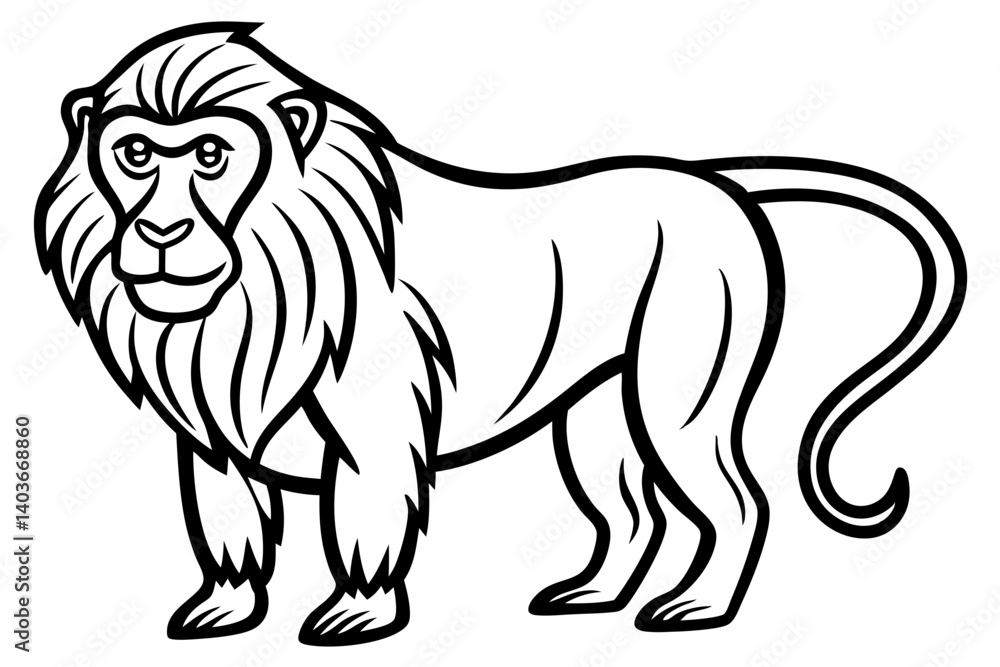 Fototapeta premium Mandrill Monoline Vector