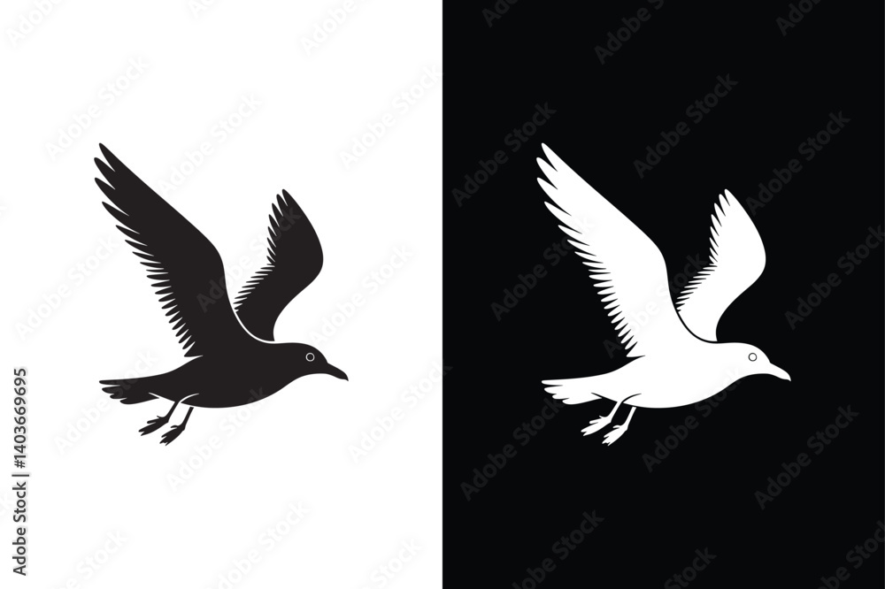 Obraz premium Seagull icon vector on White Background ,Vector Art Illustration on white background.