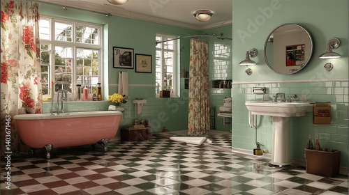 Salle de bain rétro des années 1950 – style américain vintage