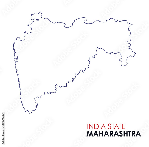 Map of Maharashtra, Outline  Map of Maharashtra with Indian Map, Maharashtra state of  India Vector Illustration.
