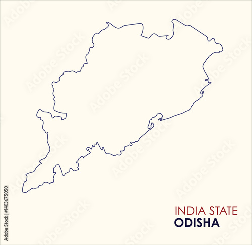 Map of Odisha, Outline Map of Odisha with Indian Map, Odisha state of  India Vector Illustration.
