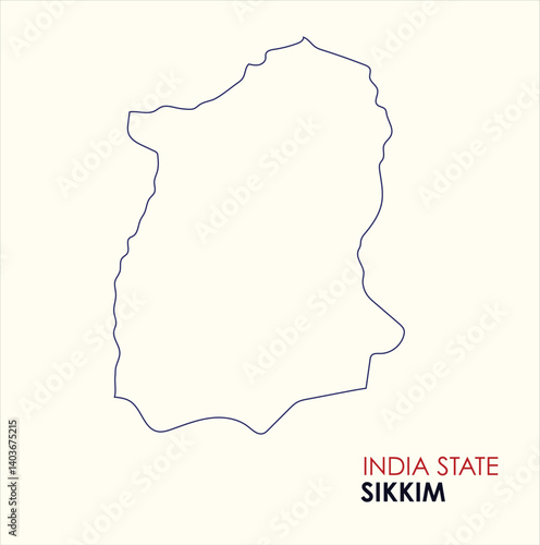 Map of Sikkim, Outline Map of Sikkim with Indian Map, Sikkim state of  India Vector Illustration.
