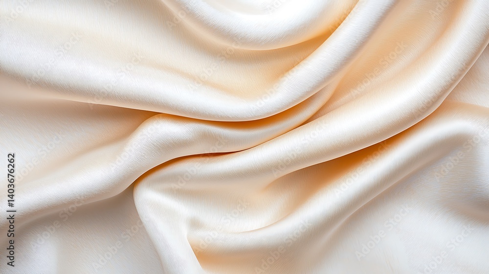 Obraz premium Elegant Creamy Fabric Texture with Soft Folds and Subtle Light Reflection, Perfect for Backgrounds or Designs.