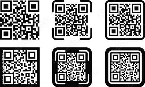 QR code icons sample for smartphone scanning isolated on transparent background. Scan me text Vector. for smartphone, mobile app, payment and discounts. 