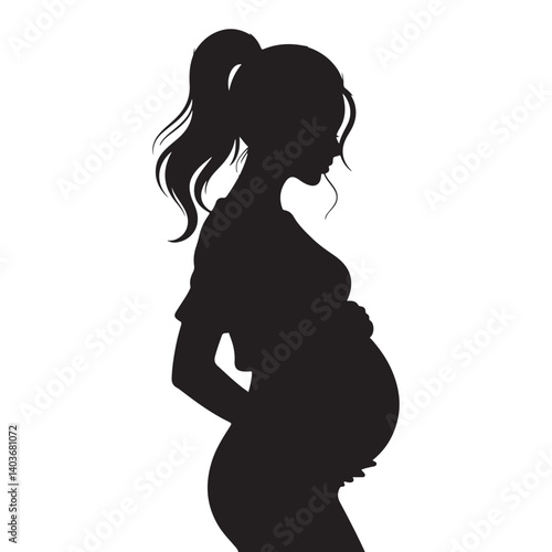 silhouette a pregnant women black and white art
