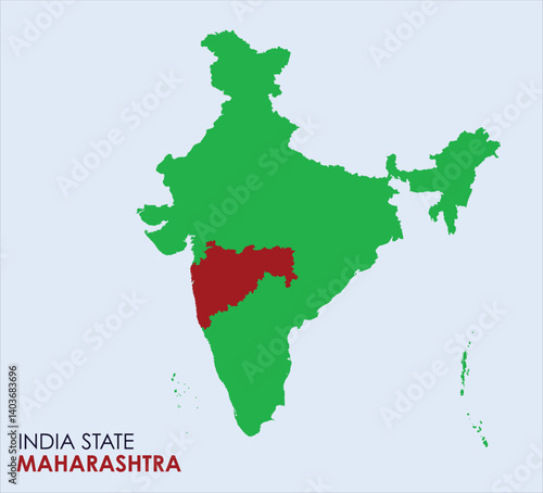 Map of Maharashtra, Map of Maharashtra with Indian Map, Maharashtra state of  India Vector Illustration.
