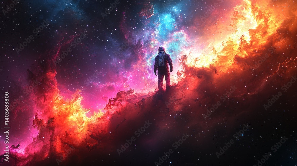 Fototapeta premium Astronaut on a Nebula: A Cosmic Journey