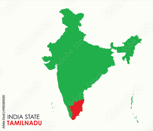 Map of Tamil Nadu, Map of Tamil Nadu with Indian Map, Tamil Nadu state of  India Vector Illustration.
