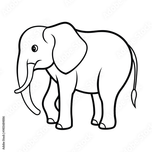elephant line art vector on white background