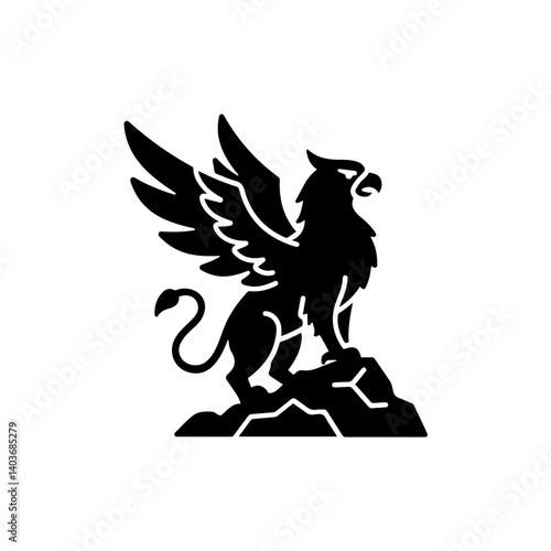 Griffin Perched on a Rock Representing Mythical Guardians