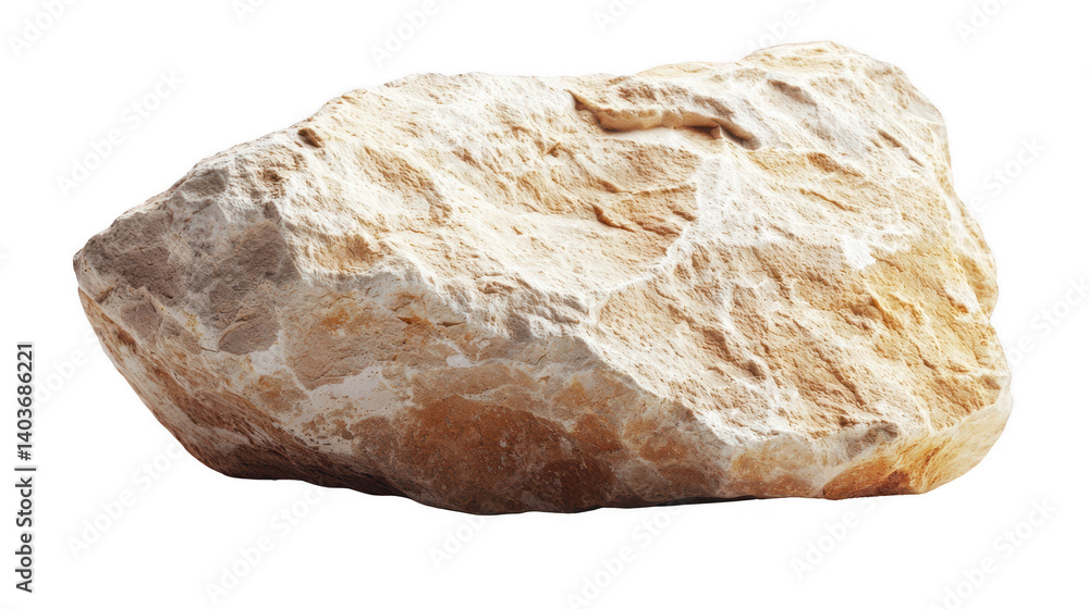 Isolated rough limestone block with earthy colors and distinct texture Isolated rough limestone block with earthy colors and distinct texture