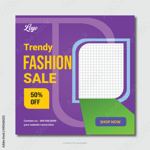 Fashion sale social media post template design.