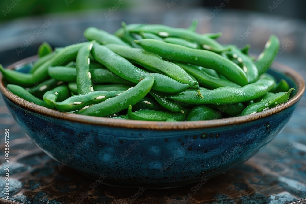 A beautiful bowl of fresh green beans served perfectly A beautiful bowl of fresh green beans served perfectly