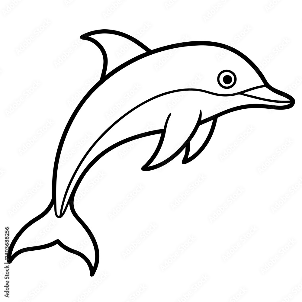 Obraz premium Minimalist Dolphin Line Art Vector