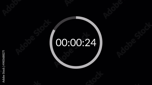 30 seconds countdown timer on transparent background, countdown timer from 30 to 0 with alpha channel.	
