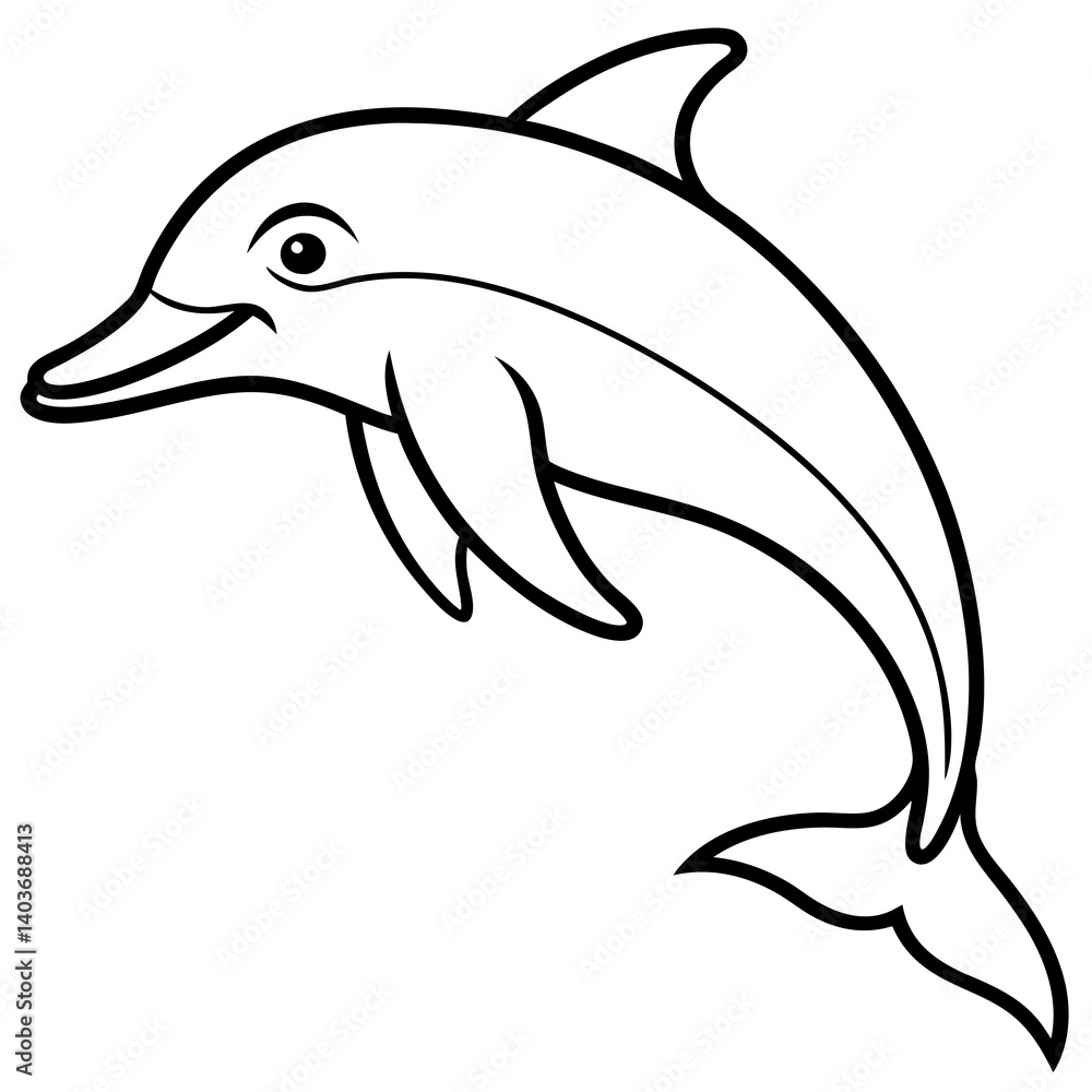 Obraz premium Minimalist Dolphin Line Art Vector