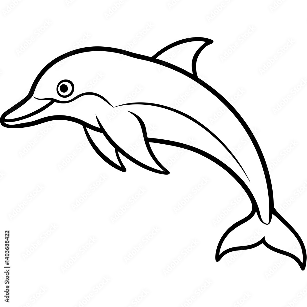 Obraz premium Minimalist Dolphin Line Art Vector