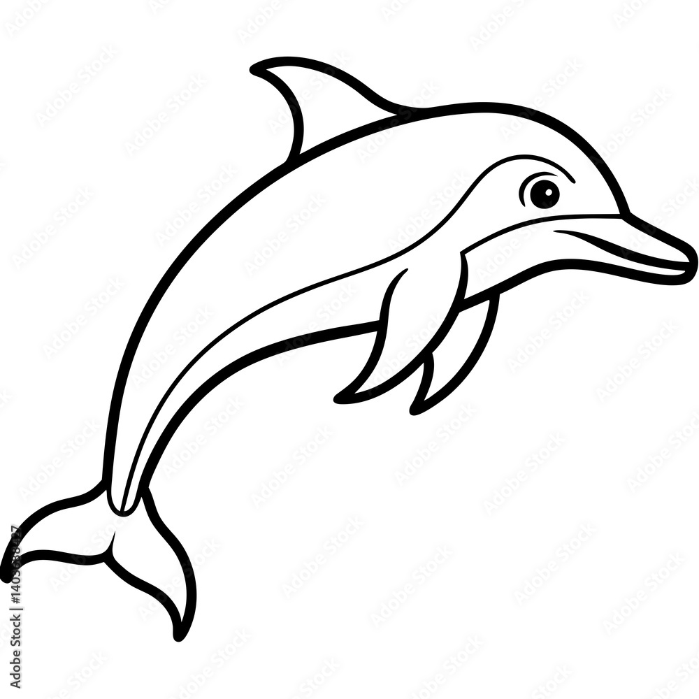 Obraz premium Minimalist Dolphin Line Art Vector