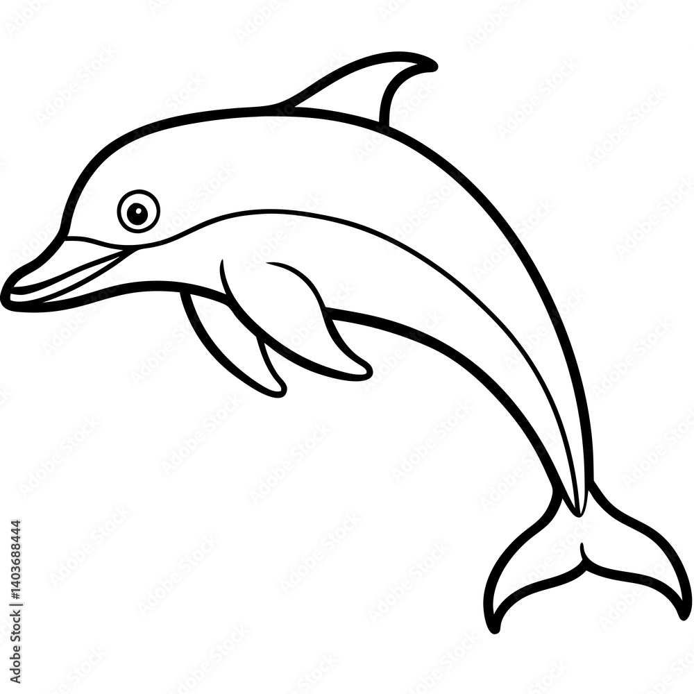 Naklejka premium Minimalist Dolphin Line Art Vector