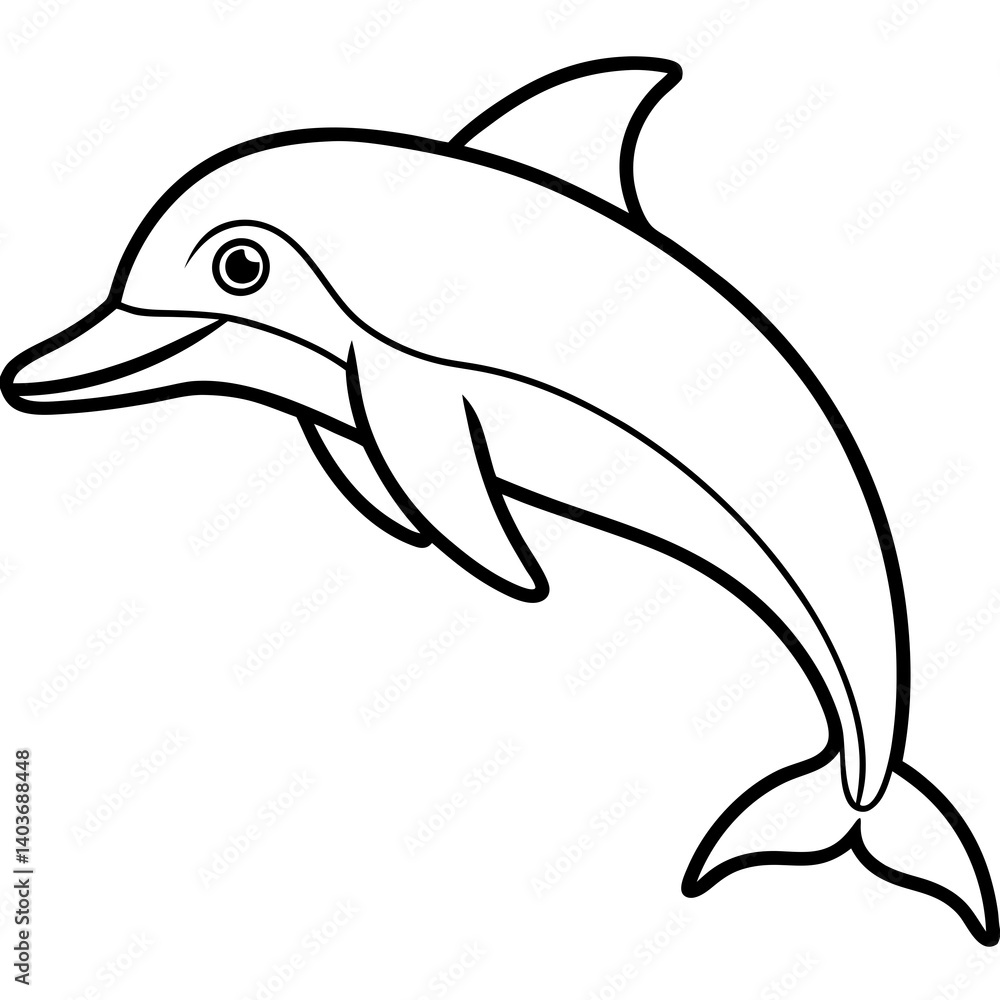 Obraz premium Minimalist Dolphin Line Art Vector