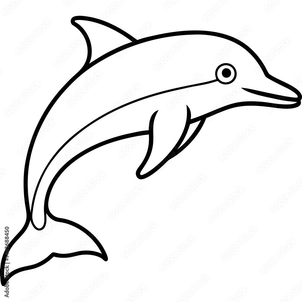 Obraz premium Minimalist Dolphin Line Art Vector