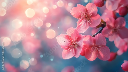 Pink Blossom Dream: Delicate Spring Flowers in Soft Light