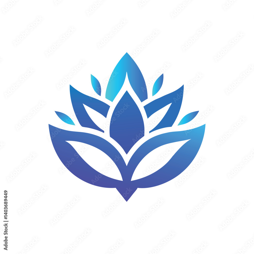 Gradient Floral Emblem in Blue – Modern Minimalist Design Element Gradient Floral Emblem in Blue – Modern Minimalist Design Element