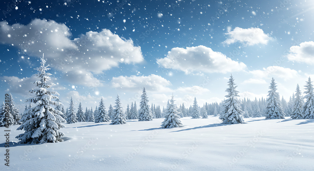 Naklejka premium Winter's Sunlit Embrace AI Generated