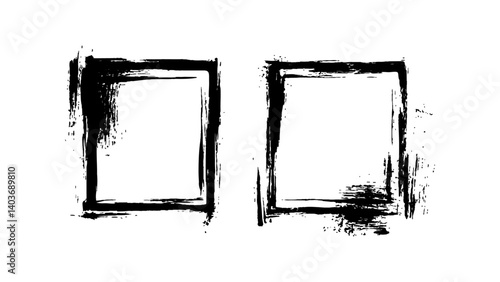 Simple sketched frame hand drawn isolated on white background. Vector hand drawn squares set frames sketches graphic white background.