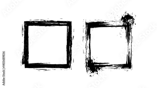 Simple sketched frame hand drawn isolated on white background. Vector hand drawn squares set frames sketches graphic white background.