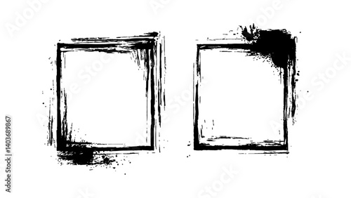 Simple sketched frame hand drawn isolated on white background. Vector hand drawn squares set frames sketches graphic white background.