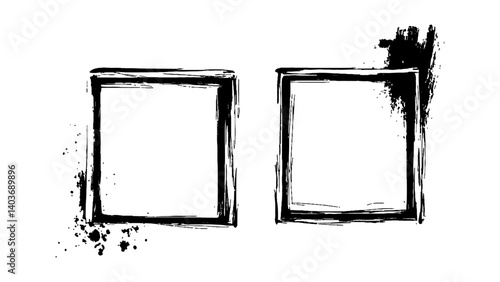 Simple sketched frame hand drawn isolated on white background. Vector hand drawn squares set frames sketches graphic white background.
