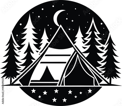 Camping Tent Silhouette Vector | Outdoor, Nature & Adventure Icon