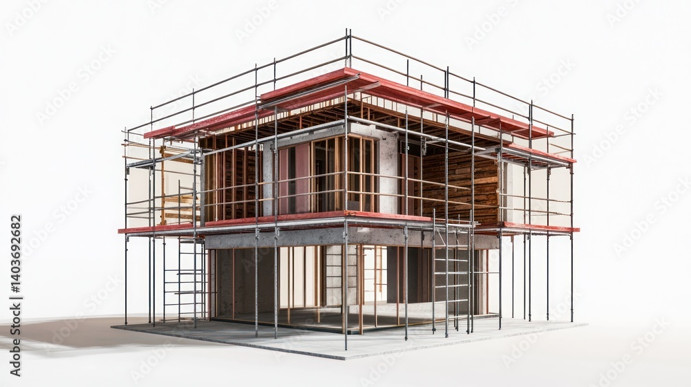 3D Model of a House Under Construction 3D Model of a House Under Construction