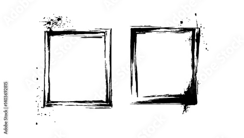 Simple sketched frame hand drawn isolated on white background. Vector hand drawn squares set frames sketches graphic white background.