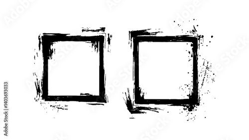 Simple sketched frame hand drawn isolated on white background. Vector hand drawn squares set frames sketches graphic white background.