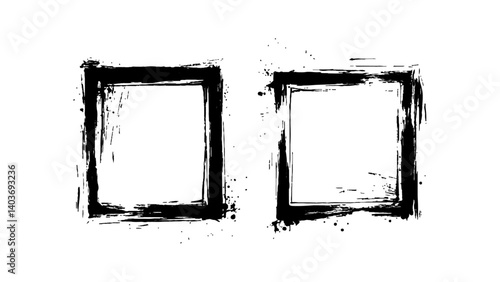 Simple sketched frame hand drawn isolated on white background. Vector hand drawn squares set frames sketches graphic white background.