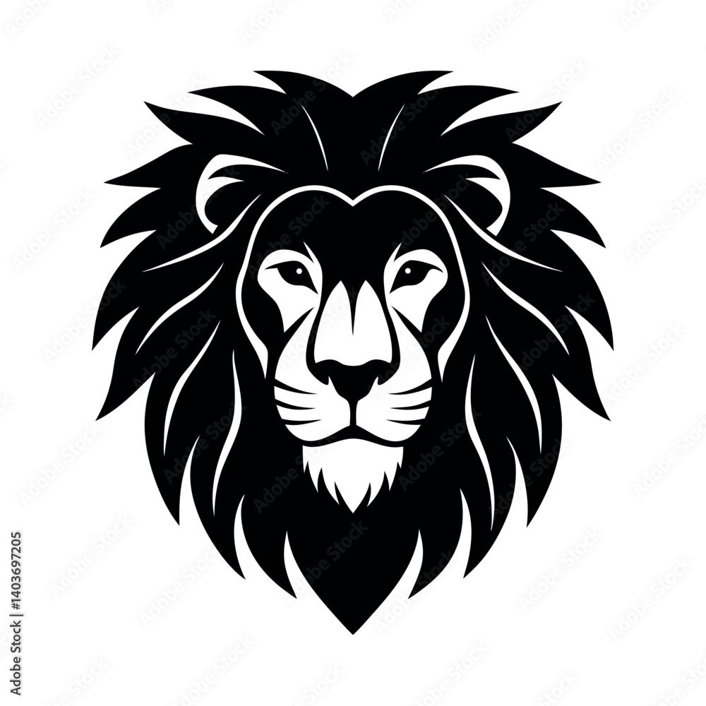 Fototapeta premium lion face silhouette on a white background