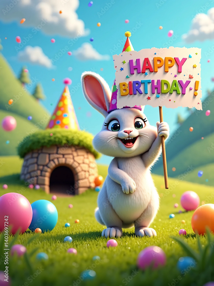 Fototapeta premium Text Animal Happy Birthday Bunny