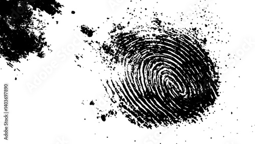 Vector black fingerprint grunge. Abstract fingerprint design with a grunge texture, Vector white and black fingerprint texture. Black fingerprint on white Transparent background.	