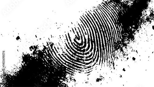 Vector black fingerprint grunge. Abstract fingerprint design with a grunge texture, Vector white and black fingerprint texture. Black fingerprint on white Transparent background.	