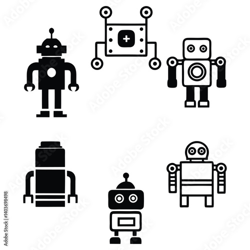 Obraz na płótnie Robot icons set vector illustration with cartoon design symbols w salonie