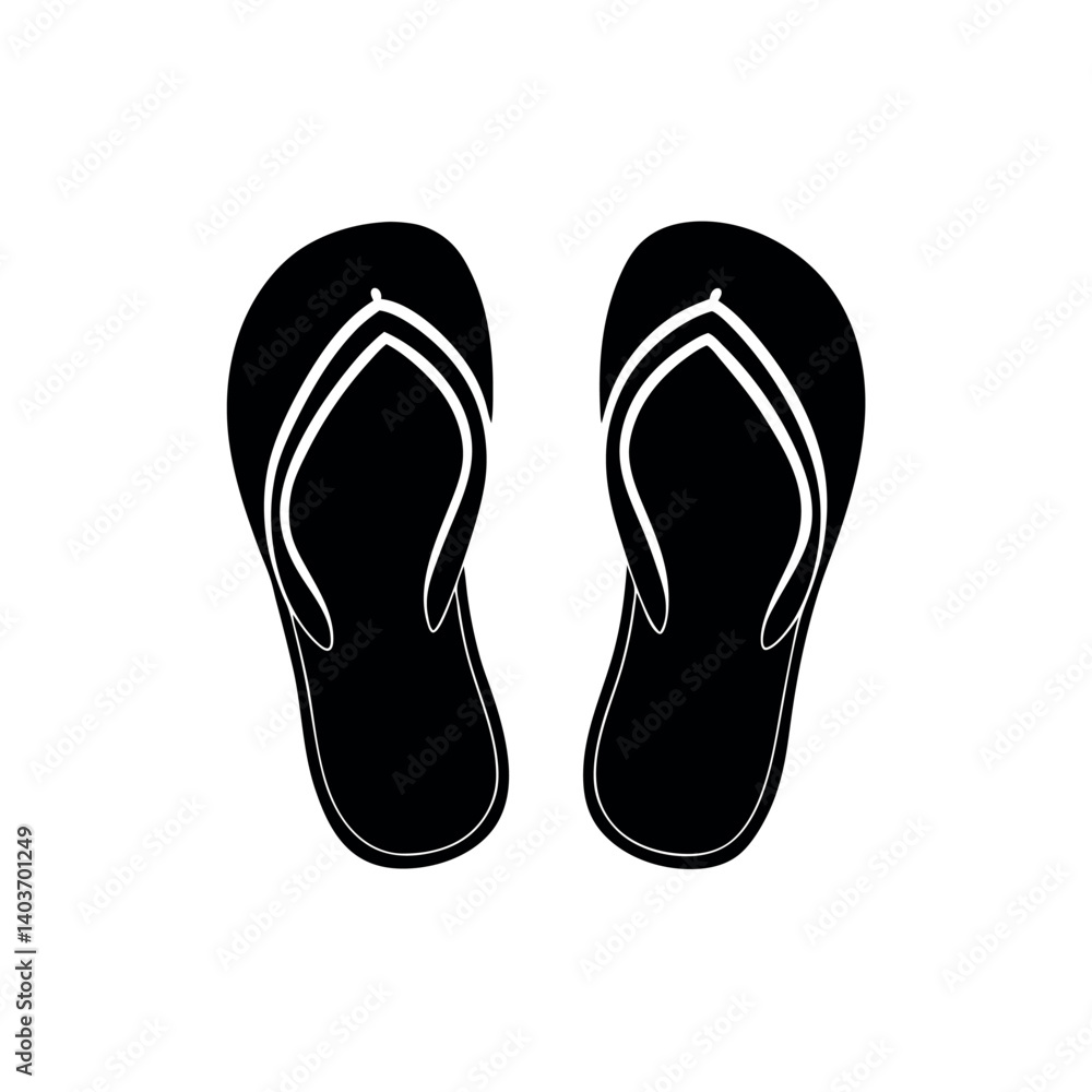 Simple black and white flip-flops graphic design Simple black and white flip-flops graphic design